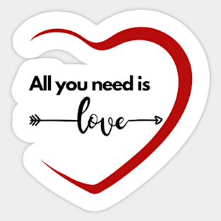 Red heart. All you need is Love Sticker